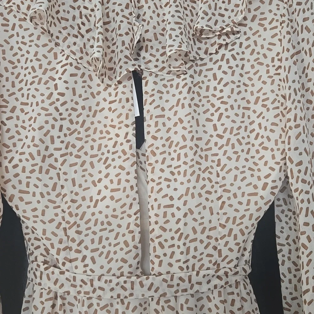 NWT Selfie Leslie Marcheline Brown And Cream Sprinkle Mini Dress Size Medium - Picture 8 of 14